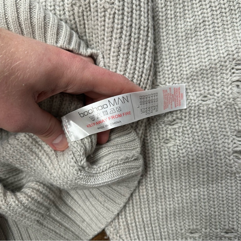 Boohoo Man Distressed Boxy Fit Sweater - Picture 6 of 10
